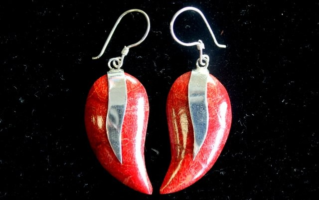 Elegant 925 Silver Mango Coral Earrings - Handcrafted in Bali - BEYRUN