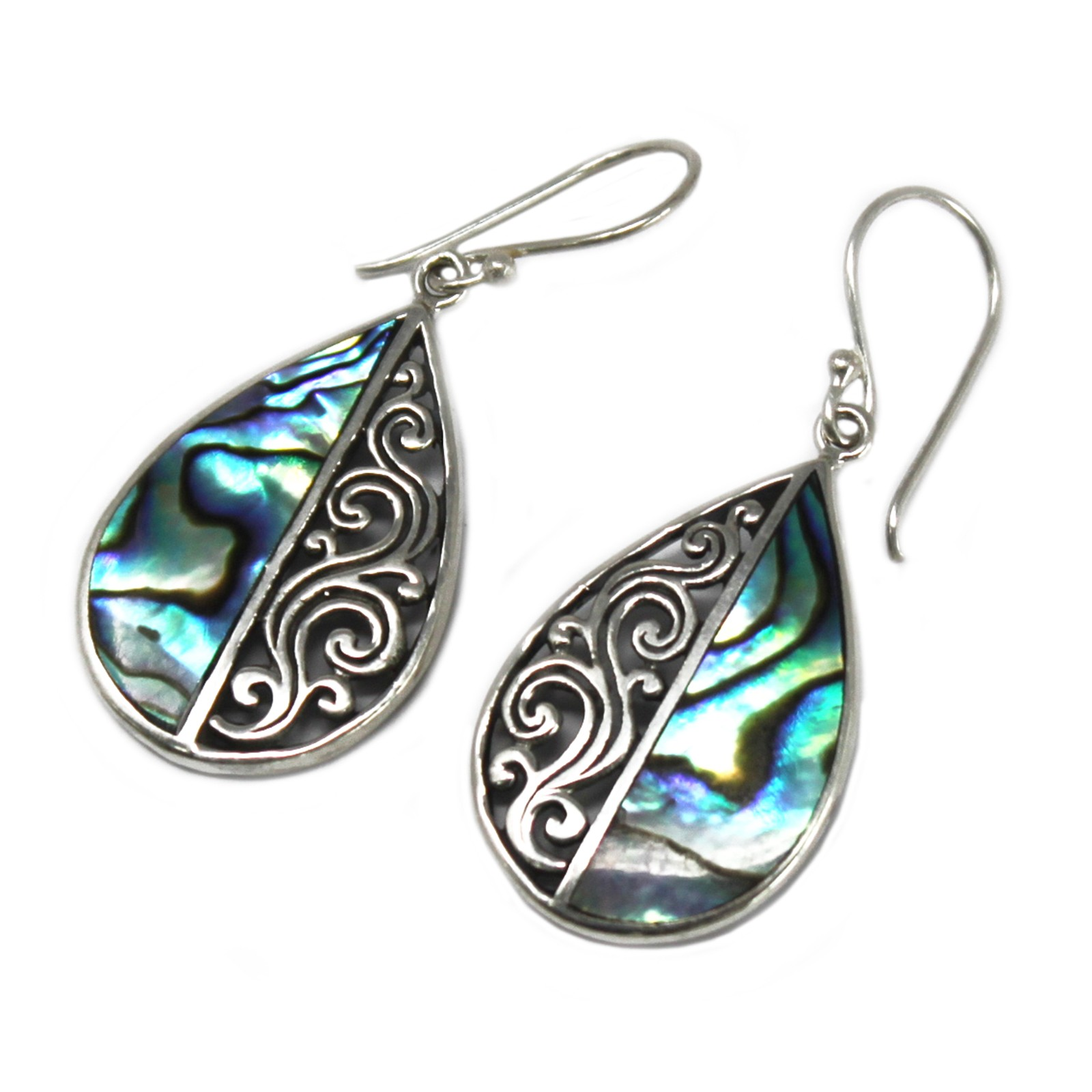 Elegant Shell & Silver Teardrop Earrings - Abalone Shell Jewelry - BEYRUN