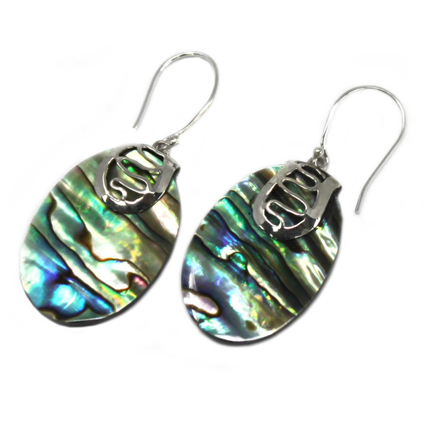 Handmade Abalone Shell & Silver Earrings - Exquisite Bali Design - BEYRUN