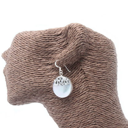 Shell & Silver Earrings - Classic Disc - MOP | Handmade 925 Silver Jewelry - BEYRUN