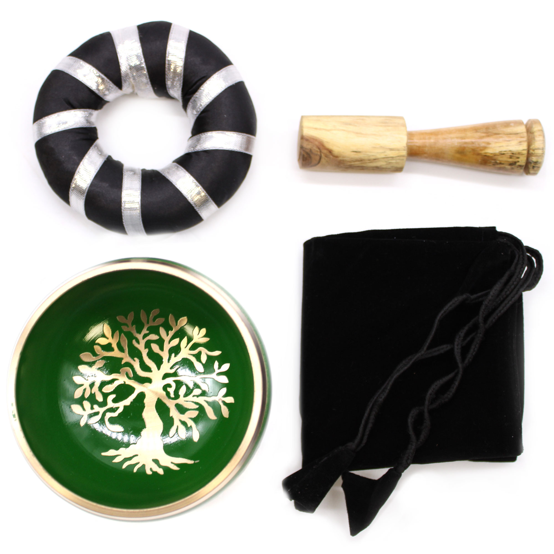 Tree of Life Singing Bowl Set - Green 10.7cm | Soothing Sounds & Beautiful Design - BEYRUN