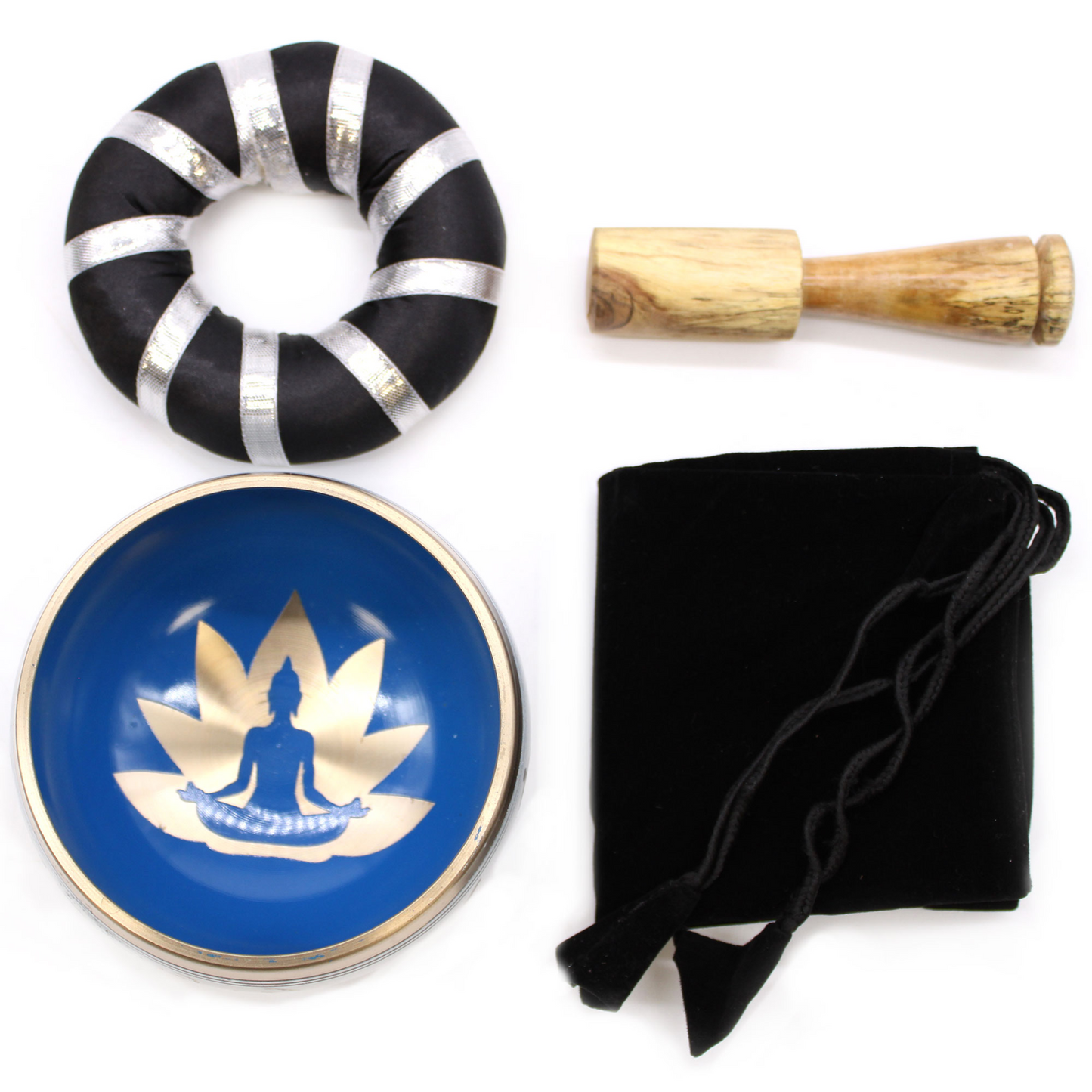 Yoga Moves Singing Bowl Set - White/Blue 10.7cm - Enhance Meditation, Sound Therapy & Mindfulness - BEYRUN