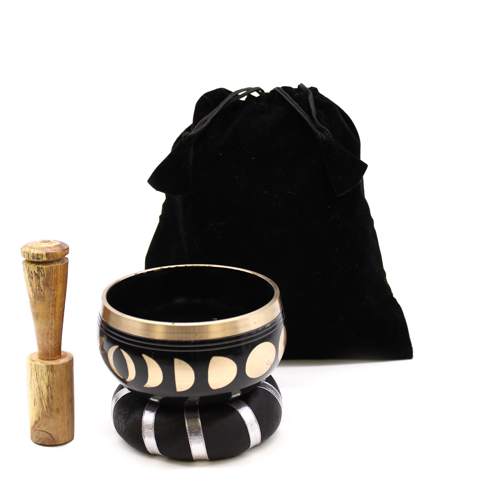 Moon Phase Singing Bowl Set - Black, 10.7cm | Meditation, Yoga, Sound Healing - BEYRUN