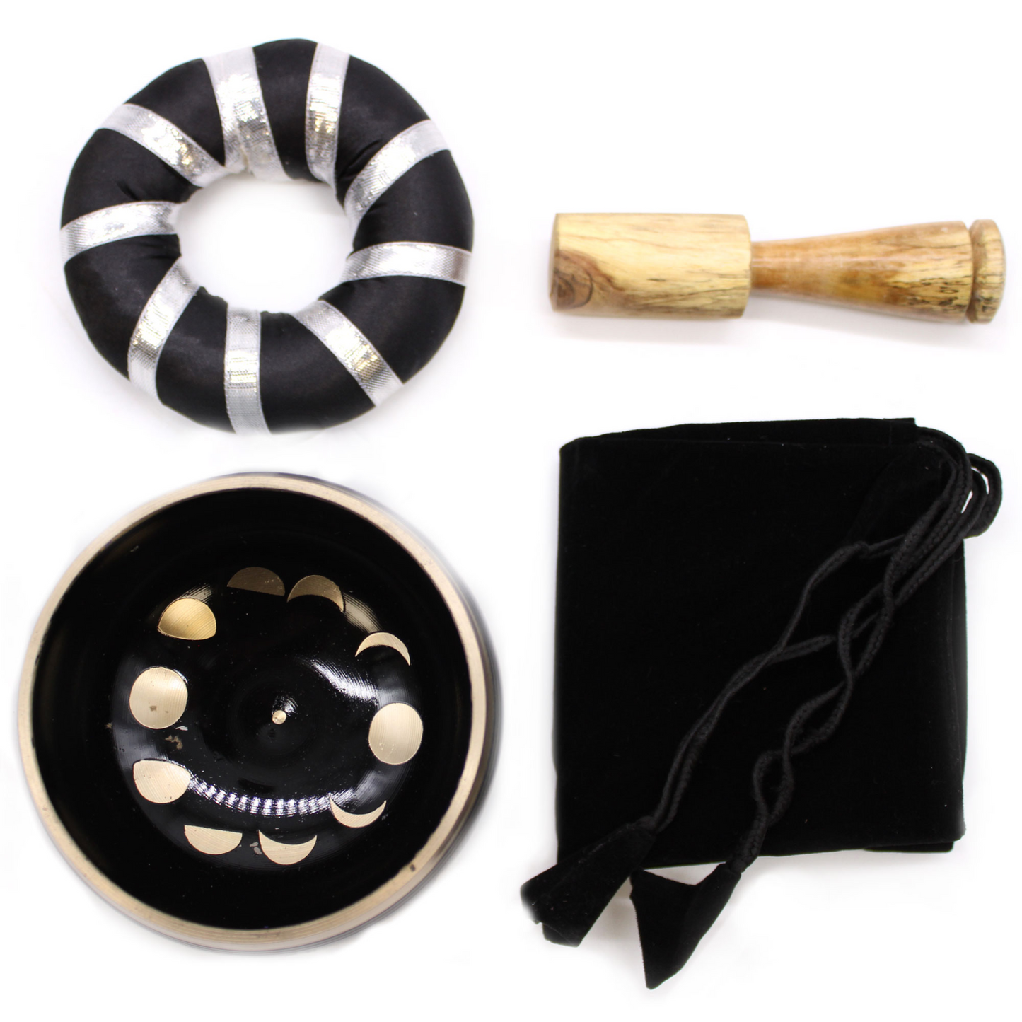 Moon Phase Singing Bowl Set - Black, 10.7cm | Meditation, Yoga, Sound Healing - BEYRUN