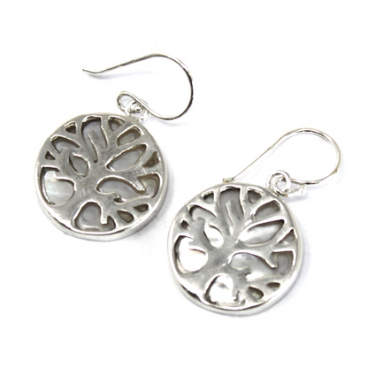 Tree of Life Silver Earrings 15mm - Mother of Pearl | Elegant & Symbolic Jewelry