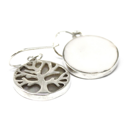 Tree of Life Silver Earrings 15mm - Mother of Pearl | Elegant & Symbolic Jewelry