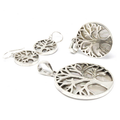 Tree of Life Silver Earrings 15mm - Mother of Pearl | Elegant & Symbolic Jewelry