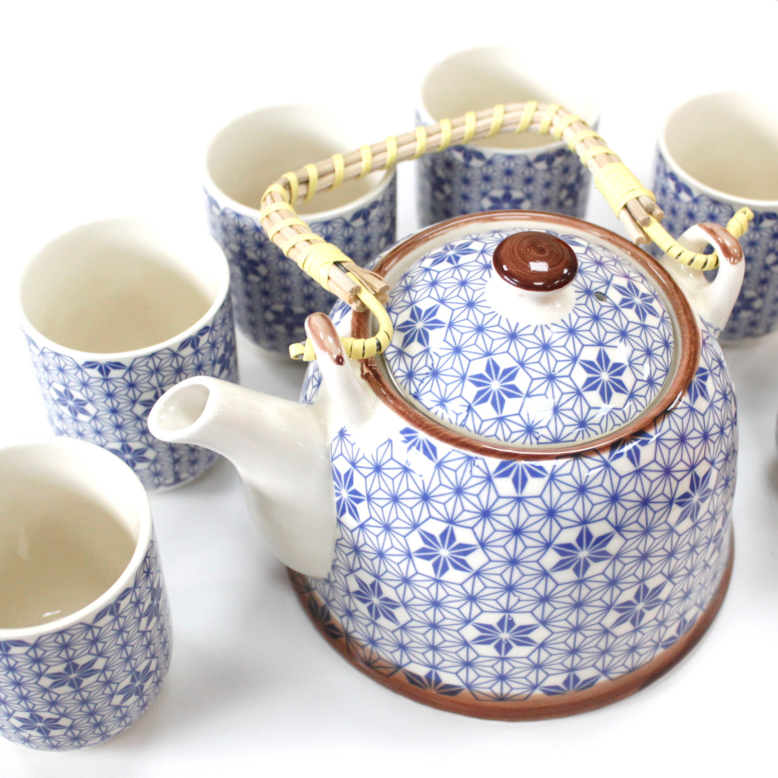 Herbal Teapot Set - Blue Star | Elegant Tea Pot with Metal Strainer & 6 Matching Cups | Perfect Gift for Tea Lovers - BEYRUN