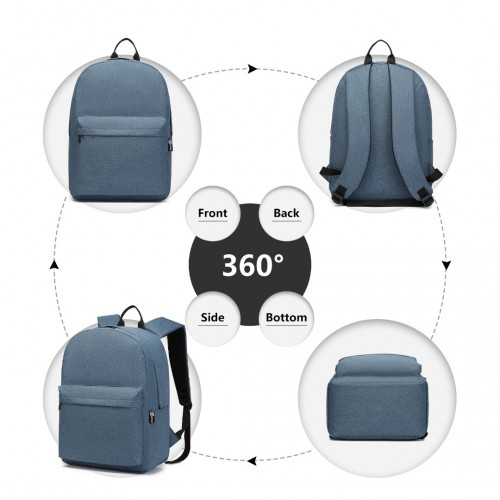 E1930 - Kono Durable Polyester Everyday Backpack With Sleek Design - Navy - BEYRUN