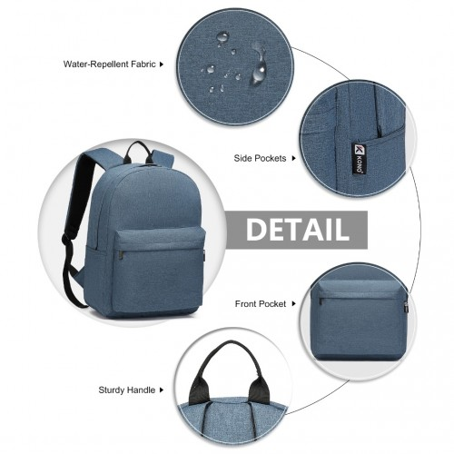 E1930 - Kono Durable Polyester Everyday Backpack With Sleek Design - Navy - BEYRUN