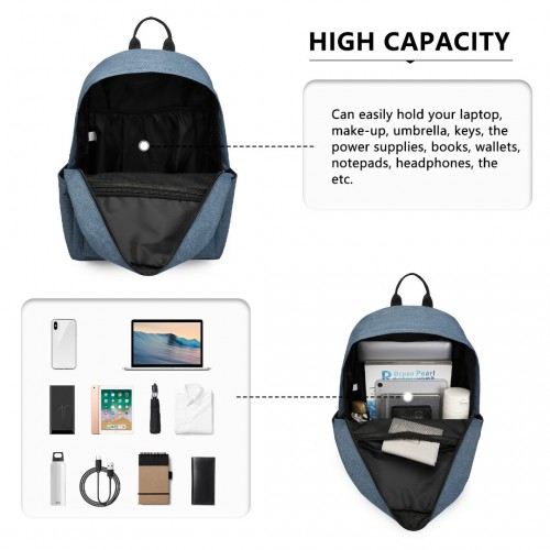 E1930 - Kono Durable Polyester Everyday Backpack With Sleek Design - Navy - BEYRUN