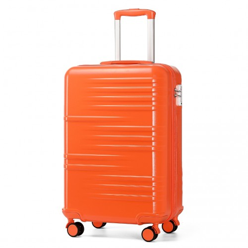 British Traveller 20" Polycarbonate & ABS Hard Shell Suitcase with TSA Lock - Orange, Lightweight & Scratch-Resistant - BEYRUN