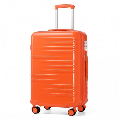 British Traveller 24 Inch Durable Polycarbonate & ABS Hard Shell Suitcase with TSA Lock - Orange - BEYRUN