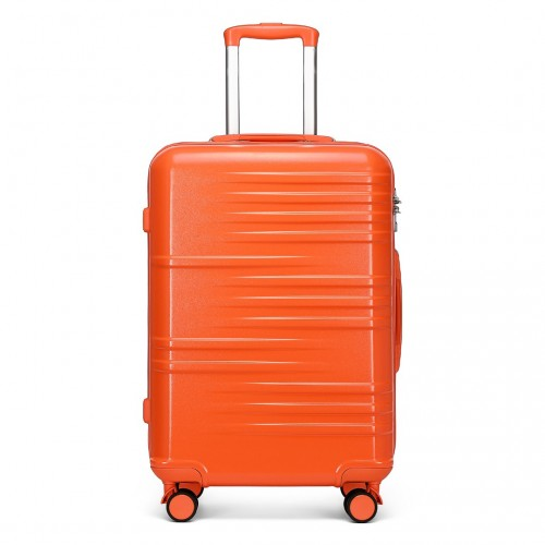 British Traveller 24 Inch Durable Polycarbonate & ABS Hard Shell Suitcase with TSA Lock - Orange - BEYRUN