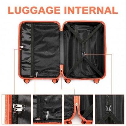 British Traveller 24 Inch Durable Polycarbonate & ABS Hard Shell Suitcase with TSA Lock - Orange - BEYRUN