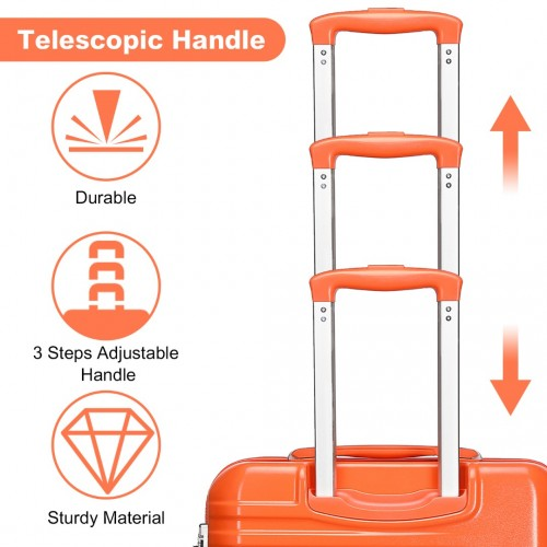 British Traveller 24 Inch Durable Polycarbonate & ABS Hard Shell Suitcase with TSA Lock - Orange - BEYRUN