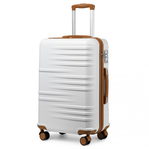 British Traveller 24" Durable Polycarbonate & ABS Hard Shell Suitcase with TSA Lock - White - BEYRUN