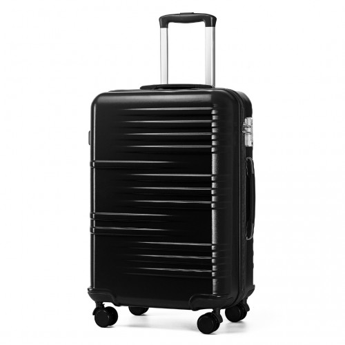 British Traveller 24-Inch Black Suitcase - Durable, Lightweight, TSA Lock, Scratch-Resistant - BEYRUN