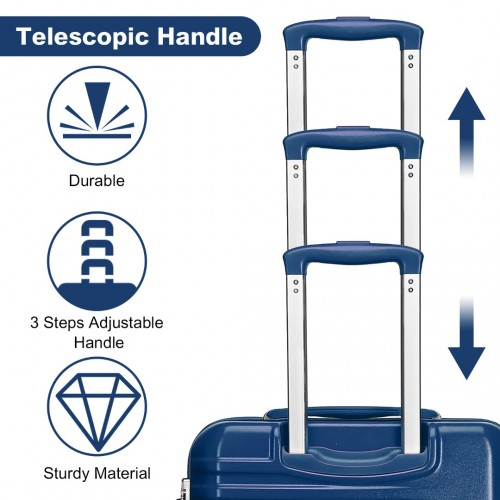 British Traveller 20 Inch Polycarbonate and ABS Hard Shell Suitcase with TSA Lock - Navy | Durable & Stylish - BEYRUN