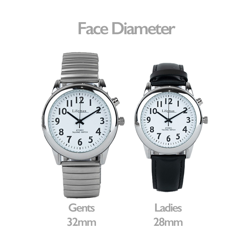 Lifemax RNIB Talking Atomic Watch for Women - Ultimate Precision, Easy-to-Read Dial, Expanding Bracelet - BEYRUN