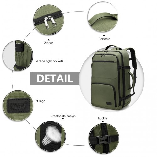 EM2207 - Kono Multifunctional Portable Travel Backpack Cabin Luggage Bag - Green - BEYRUN