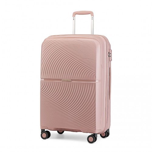 British Traveller 24 Inch Spinner Hard Shell PP Suitcase with TSA Lock - Nude | Lightweight & Durable Luggage with 360° Spinner Wheels - BEYRUN