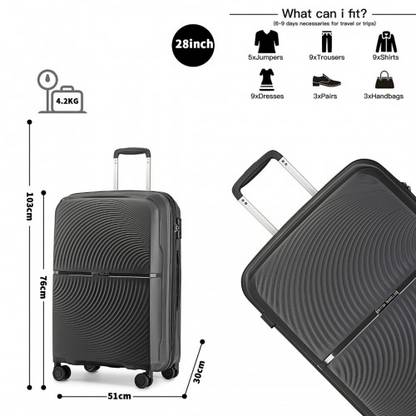 British Traveller 28" Spinner Hard Shell Suitcase with TSA Lock - Black - Ultra-Light & Durable - BEYRUN