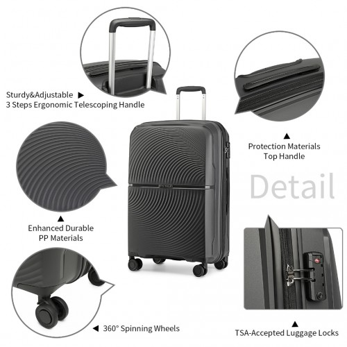 British Traveller 28" Spinner Hard Shell Suitcase with TSA Lock - Black - Ultra-Light & Durable - BEYRUN