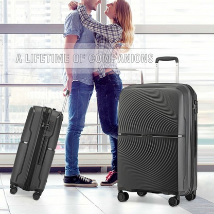 British Traveller 28" Spinner Hard Shell Suitcase with TSA Lock - Black - Ultra-Light & Durable - BEYRUN