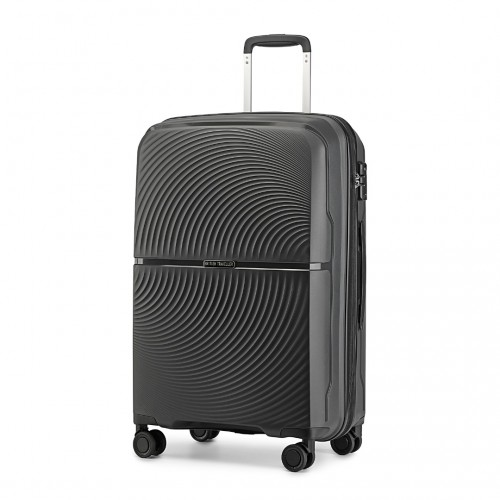 British Traveller 24 Inch Spinner Hard Shell Suitcase with TSA Lock - Lightweight & Durable in Black - BEYRUN