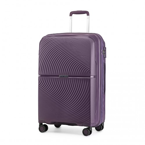 British Traveller 20 Inch Spinner Hard Shell PP Suitcase with TSA Lock - Purple - BEYRUN