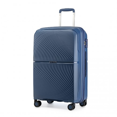 British Traveller 24 Inch Spinner Hard Shell PP Suitcase with TSA Lock - Navy - BEYRUN