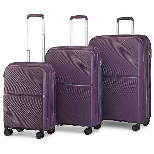 British Traveller 3 Piece Set - Spinner Hard Shell Luggage with TSA Lock - Purple - BEYRUN