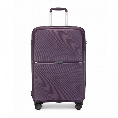 British Traveller 3 Piece Set - Spinner Hard Shell Luggage with TSA Lock - Purple - BEYRUN