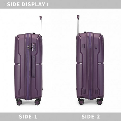 British Traveller 3 Piece Set - Spinner Hard Shell Luggage with TSA Lock - Purple - BEYRUN