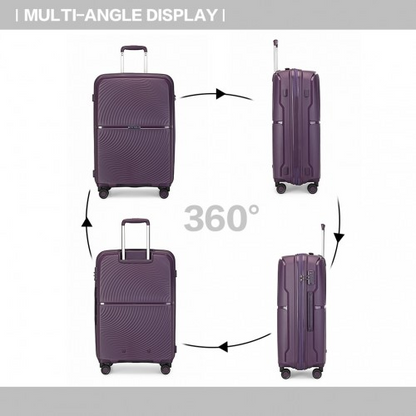 British Traveller 3 Piece Set - Spinner Hard Shell Luggage with TSA Lock - Purple - BEYRUN