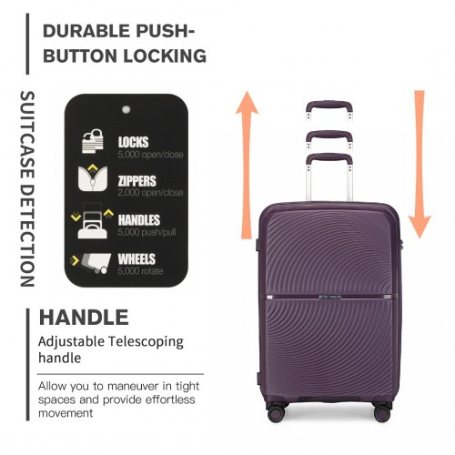 British Traveller 3 Piece Set - Spinner Hard Shell Luggage with TSA Lock - Purple - BEYRUN