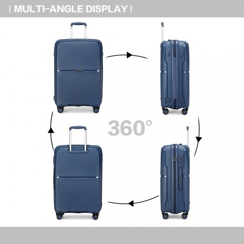 British Traveller 28 Inch Spinner Hard Shell Suitcase with TSA Lock - Navy | Lightweight & Durable Luggage for Travel - BEYRUN