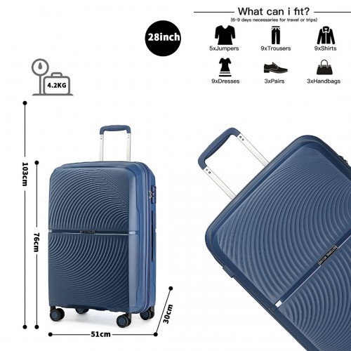 British Traveller 28 Inch Spinner Hard Shell Suitcase with TSA Lock - Navy | Lightweight & Durable Luggage for Travel - BEYRUN