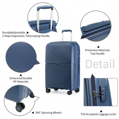 British Traveller 28 Inch Spinner Hard Shell Suitcase with TSA Lock - Navy | Lightweight & Durable Luggage for Travel - BEYRUN