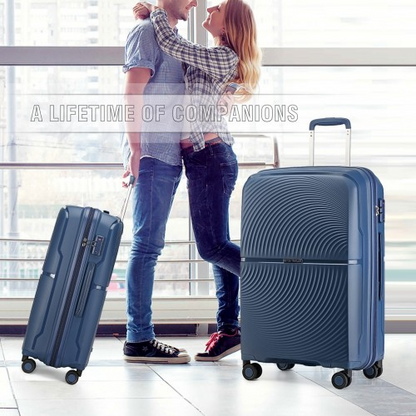 British Traveller 28 Inch Spinner Hard Shell Suitcase with TSA Lock - Navy | Lightweight & Durable Luggage for Travel - BEYRUN