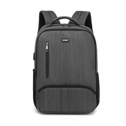 E1978 - Kono Multi Compartment Backpack with USB Connectivity - Grey - BEYRUN