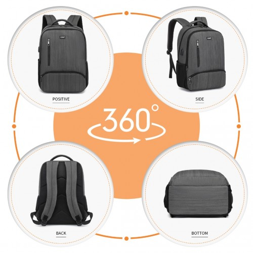 E1978 - Kono Multi Compartment Backpack with USB Connectivity - Grey - BEYRUN