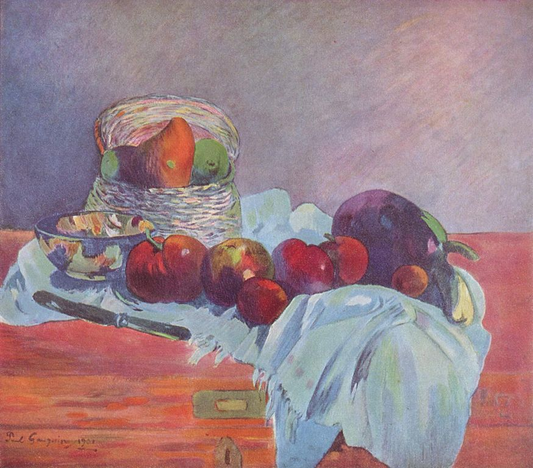 Paul Gauguin's Hand-Painted Reproduction - Still Life with Fruit, Basket, and Knife - Museum Quality Art - BEYRUN