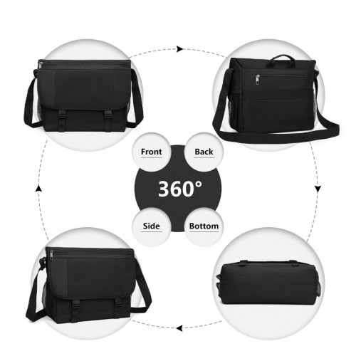 Kono High Security Messenger Bag Satchel Shoulder Bag - Black - 15.6" Laptop Compatible - BEYRUN