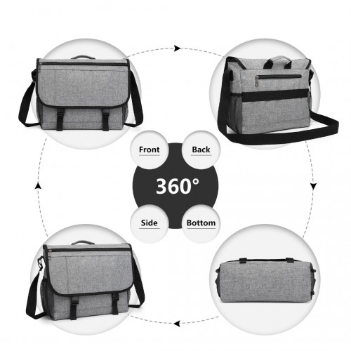 Kono High Security Messenger Bag - Grey | Laptop Satchel Shoulder Bag for Work, Travel & School - BEYRUN