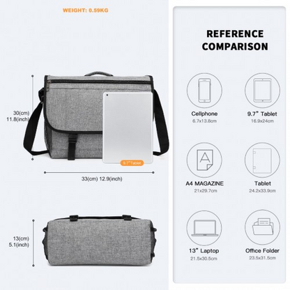 Kono High Security Messenger Bag - Grey | Laptop Satchel Shoulder Bag for Work, Travel & School - BEYRUN