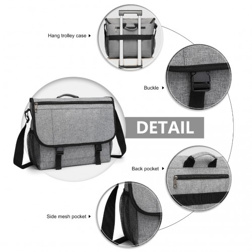 Kono High Security Messenger Bag - Grey | Laptop Satchel Shoulder Bag for Work, Travel & School - BEYRUN