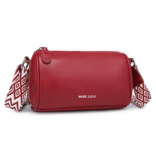 Miss Lulu Lightweight Genuine Leather Crossbody Bag - Stylish Red Wide Strap - Versatile Women's Handbag - BEYRUN