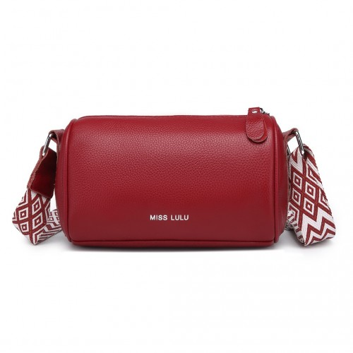 Miss Lulu Lightweight Genuine Leather Crossbody Bag - Stylish Red Wide Strap - Versatile Women's Handbag - BEYRUN